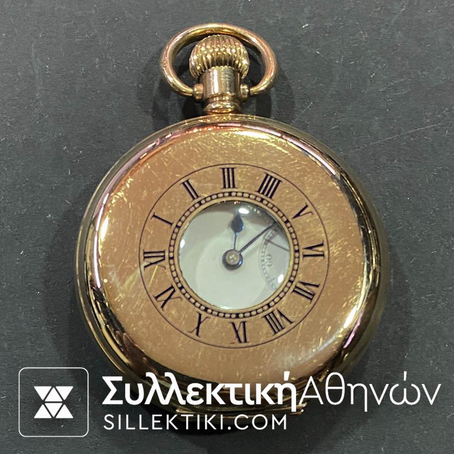 Επίχρυσο Ρολόι τσέπης 50 mm Dennison σε λειτουργία